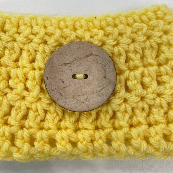 Yellow Handcrafted Knit Headband/Collar With Button Accent New With Tags - Picture 3 of 7